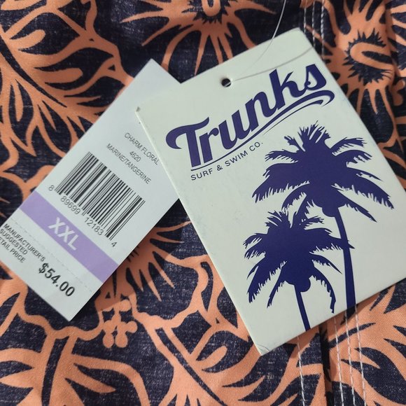 Trunks Surf & Swim Co. Men's Blue/Orange 2XL Swim Trunks/Shorts NWT - Picture 4 of 5